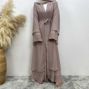 Elegant chiffon abaya with matching belt for modest wear