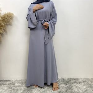 Hira abaya in nidha fabric with loose fit and matching belt