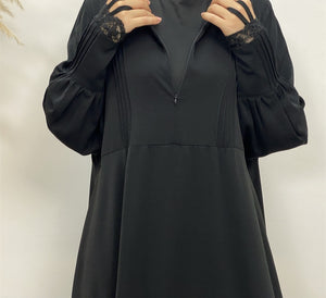 legant lace trim detail on Falak abaya for a refined modest fashion look