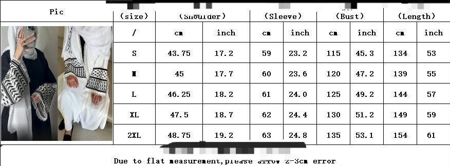 Keffiyeh Embroidered Sleeve Black Crepe Open Abaya.