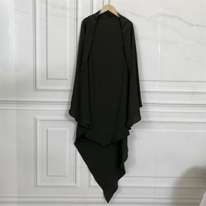 Modest khimar with tie-back strings and built-in niqab option