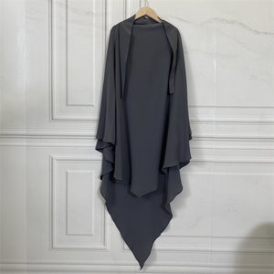 Modest khimar with tie-back strings and built-in niqab option