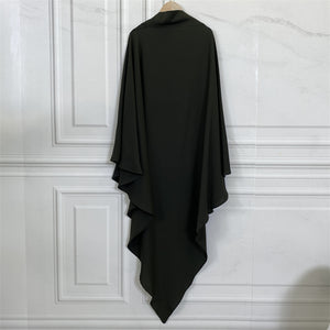 Modest khimar with tie-back strings and built-in niqab option