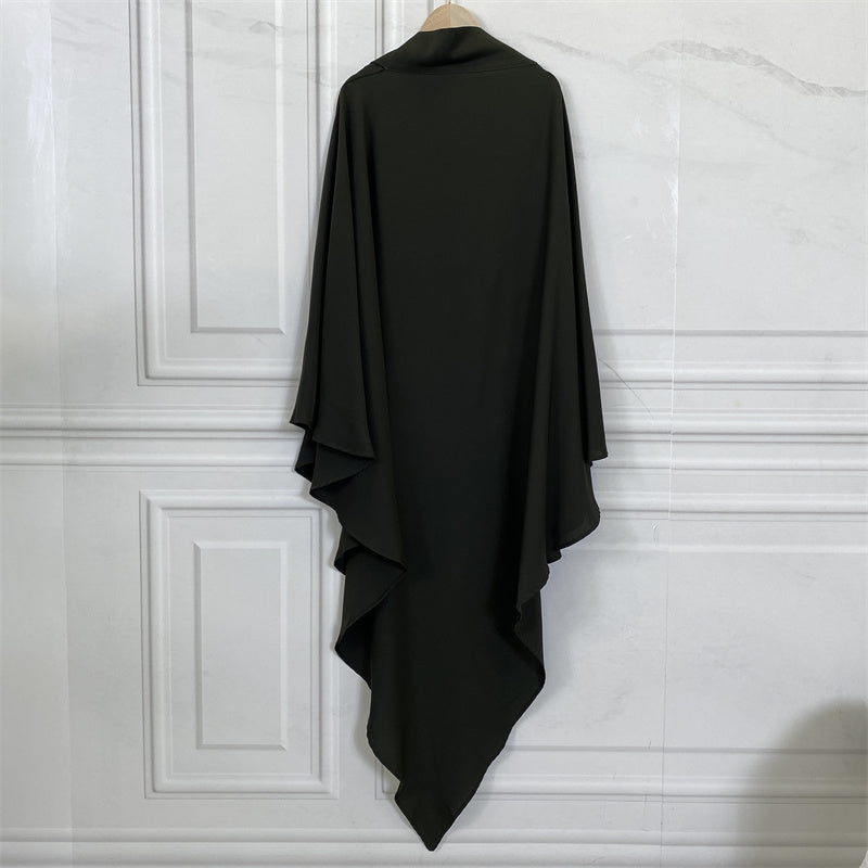Modest khimar with tie-back strings and built-in niqab option