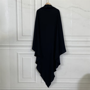 Modest khimar with tie-back strings and built-in niqab option