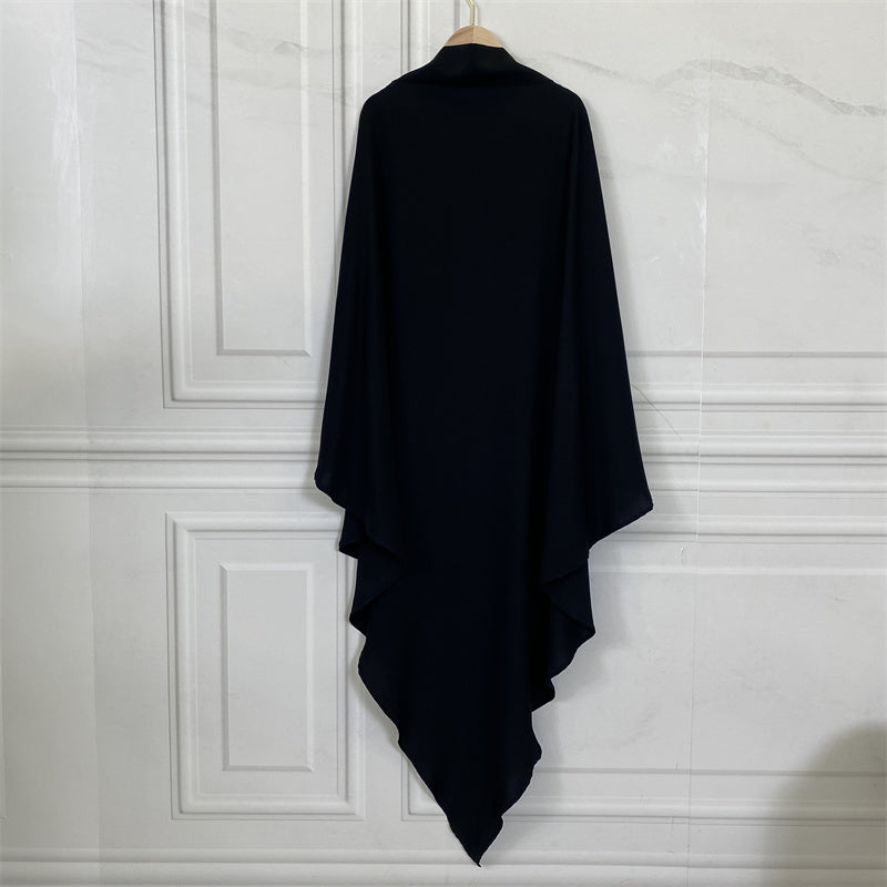 Modest khimar with tie-back strings and built-in niqab option