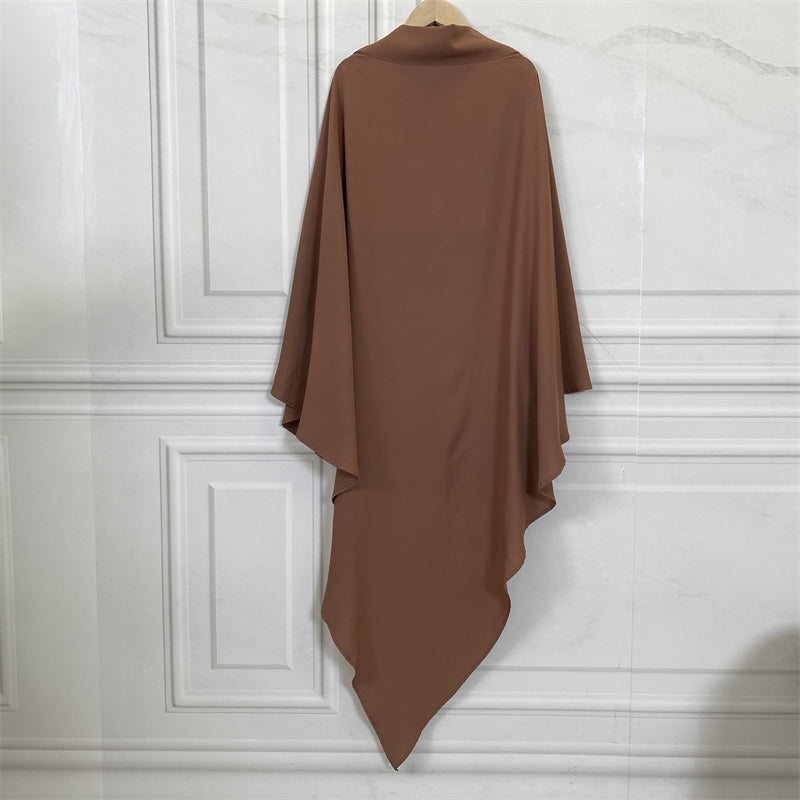 Modest khimar with tie-back strings and built-in niqab option