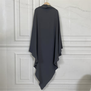 Modest khimar with tie-back strings and built-in niqab option