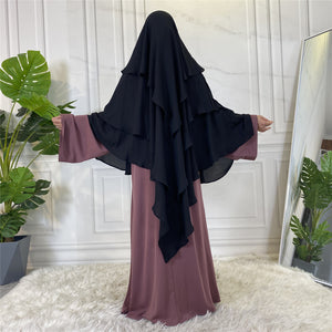 Elegant layered khimar in diamond cut style for modest wear