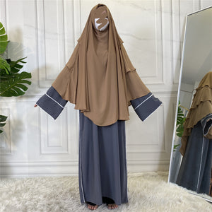 3 layer diamond khimar with built-in niqab and tie backs