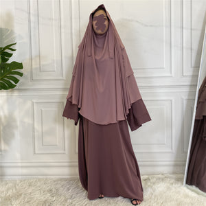 Elegant layered khimar in diamond cut style for modest wear