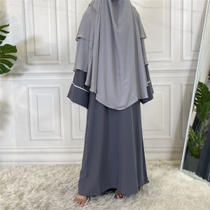 3 layer diamond khimar with built-in niqab and tie backs