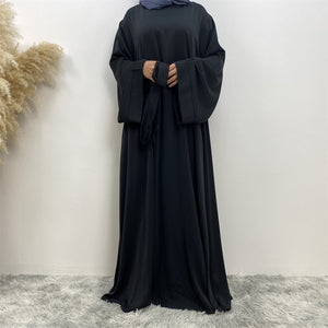 Hira abaya in nidha fabric with loose fit and matching belt