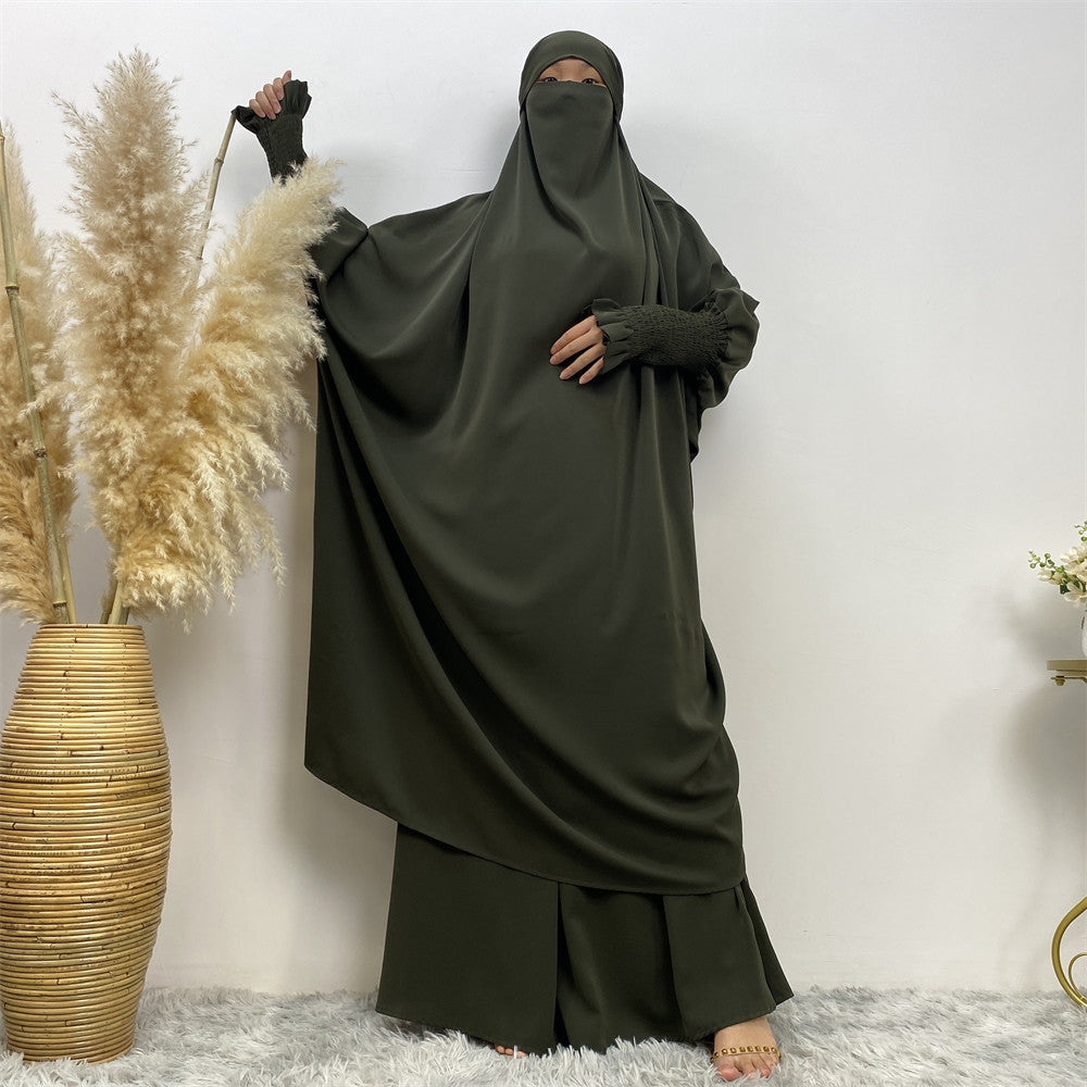 Two piece khimar jilbab abaya set with skirt and niqab
