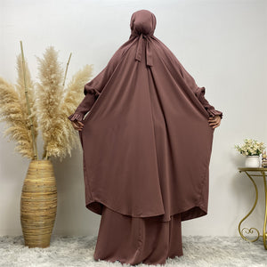 Modest black jilbab set with elasticated sleeves and skirt
