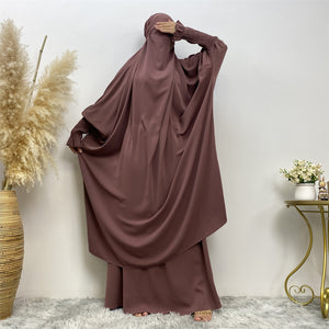 Two piece khimar jilbab abaya set with skirt and niqab