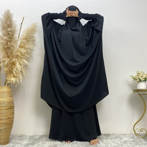 Two piece khimar jilbab abaya set with skirt and niqab