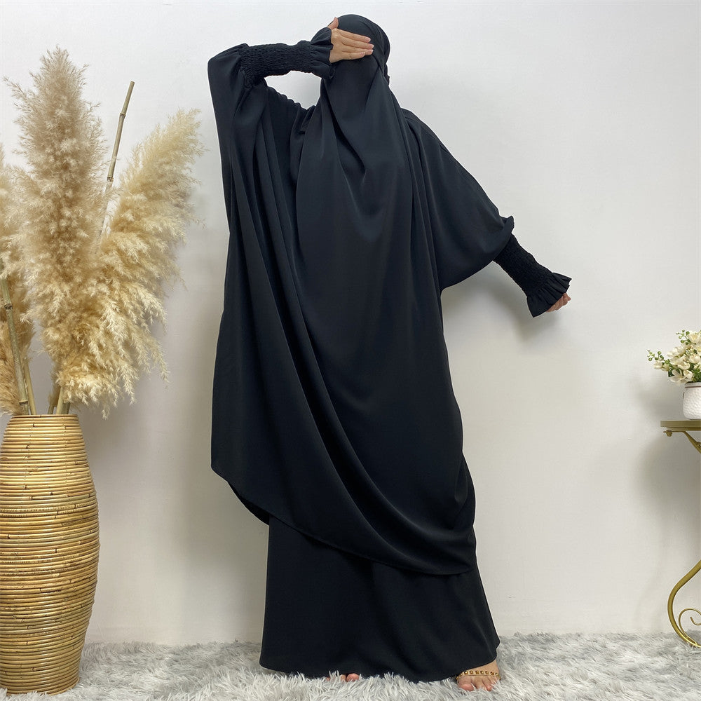 Two piece khimar jilbab abaya set with skirt and niqab