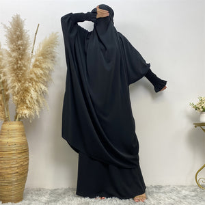 Two piece khimar jilbab abaya set with skirt and niqab