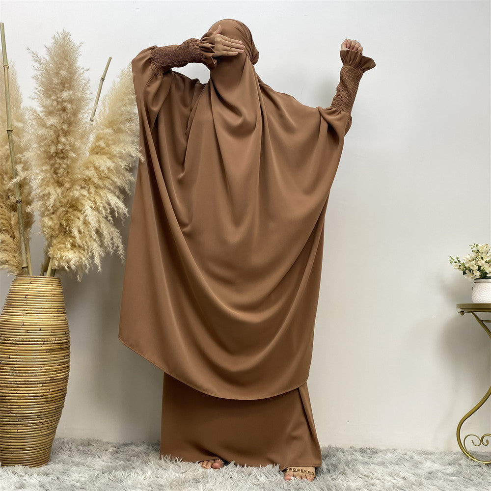 Two piece khimar jilbab abaya set with skirt and niqab