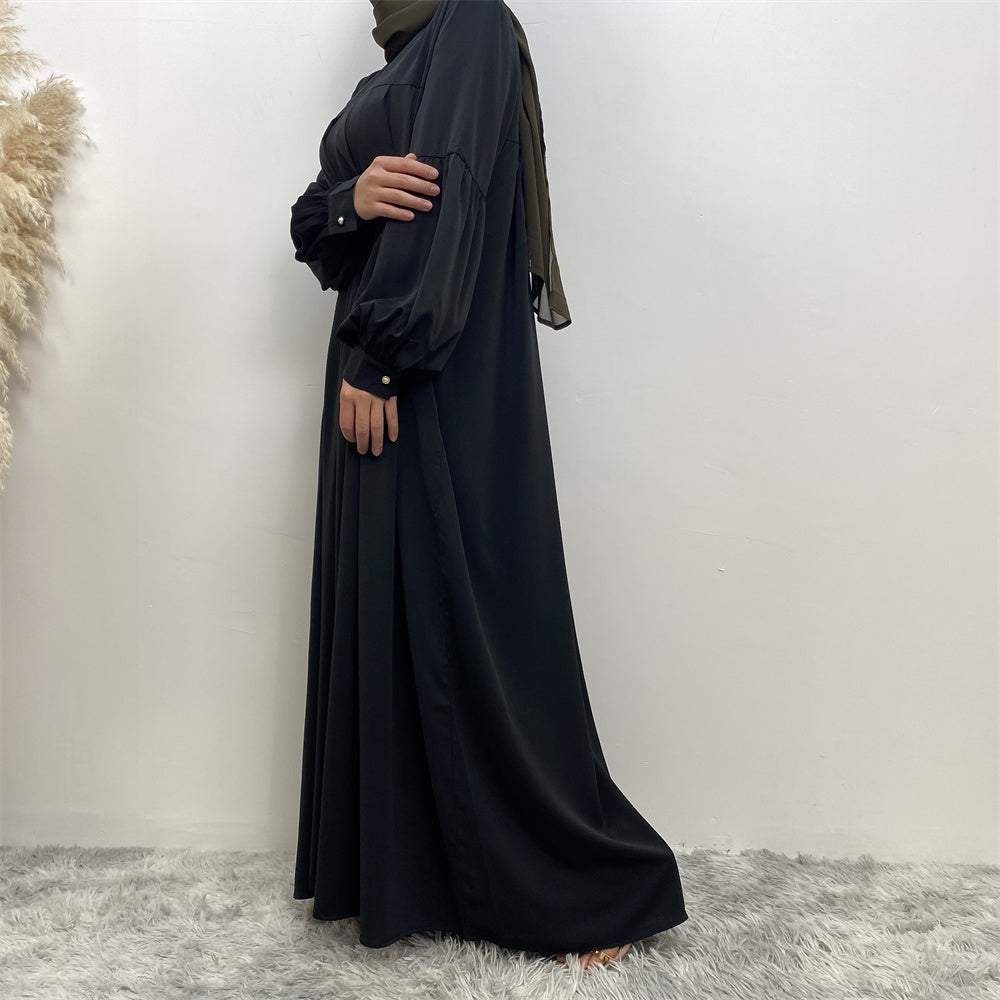 Aqsa Abaya with full flare pleated cut in premium Nida fabric
