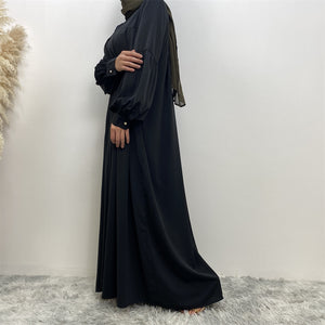 Aqsa Abaya with full flare pleated cut in premium Nida fabric