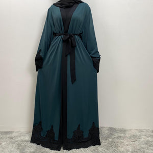 Luxury Nidha fabric abaya with black sleeve and hem detailing