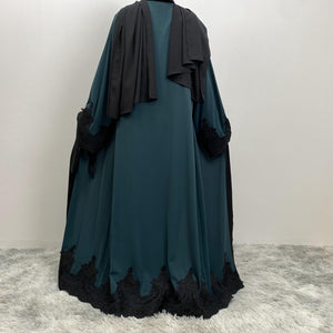 Elegant Aneeka Abaya in Nidha fabric with black trim and pockets