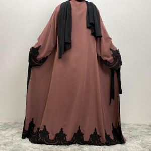 Luxury Nidha fabric abaya with black sleeve and hem detailing