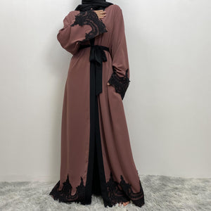 Elegant Aneeka Abaya in Nidha fabric with black trim and pockets