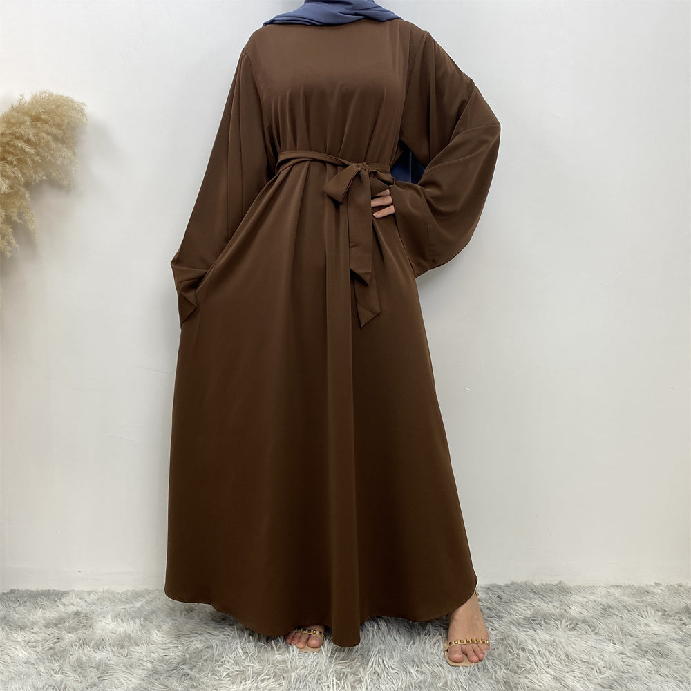 Hira abaya in nidha fabric with loose fit and matching belt