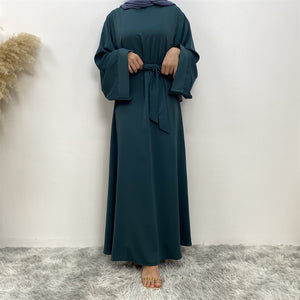 Hira abaya in nidha fabric with loose fit and matching belt