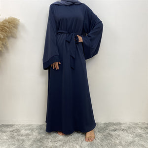 Hira abaya in nidha fabric with loose fit and matching belt