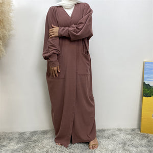 Knit open abaya coatigan for Autumn and Winter layering