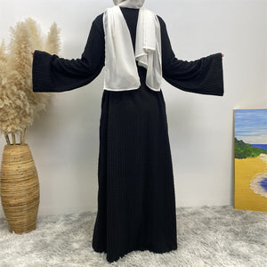 Back view of knitted abaya coatigan for modest layering