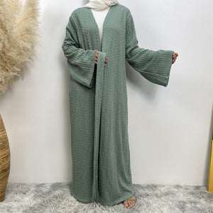 Modest winter coatigan with wide wudu-friendly sleeves