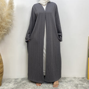 Elegant modest outerwear knitted abaya coatigan front view
