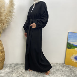 Elegant belted abaya coat for Autumn and Winter layering