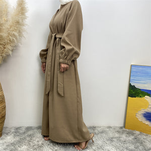 Warm winter abaya outerwear with pockets for women