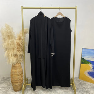 Noor Black Diamante 4 Piece Abaya Set.
