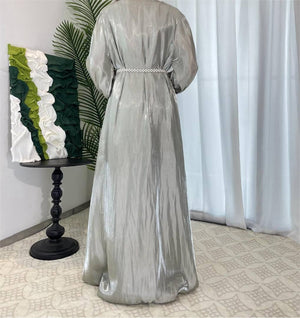 Imaan Mint Pistachio Green Pearl 5 Piece Organza Shimmer Abaya Set.