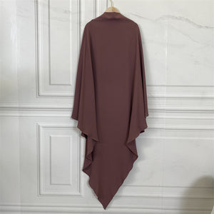 Modest khimar with tie-back strings and built-in niqab option