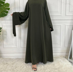 Hira abaya in nidha fabric with loose fit and matching belt