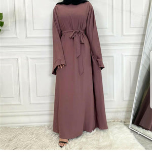 Hira abaya in nidha fabric with loose fit and matching belt