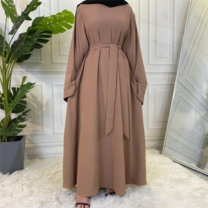 Hira abaya in nidha fabric with loose fit and matching belt