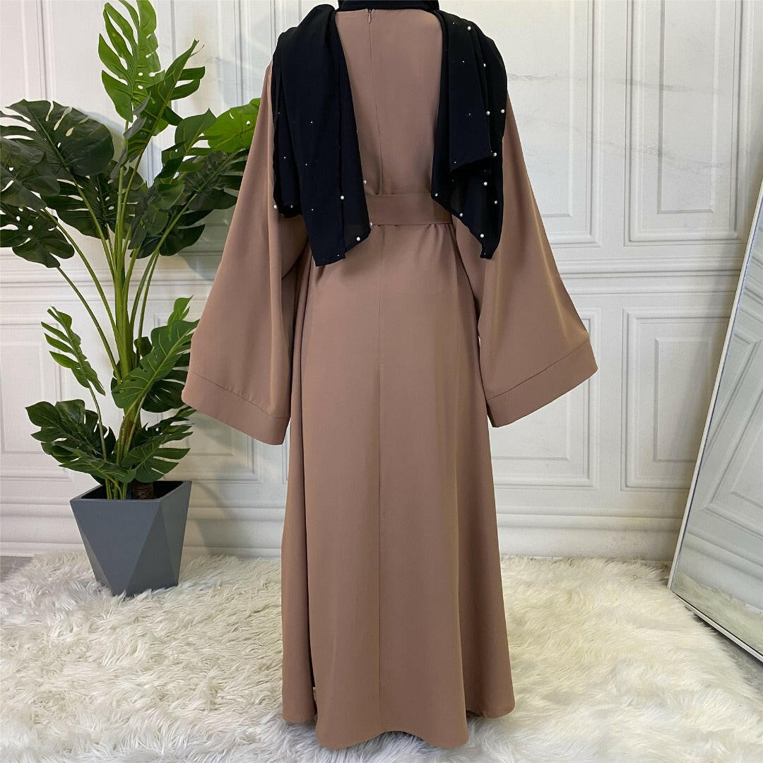 Hira abaya in nidha fabric with loose fit and matching belt