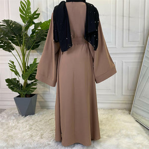 Hira abaya in nidha fabric with loose fit and matching belt