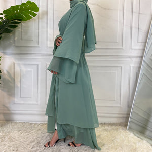 Flowy layered chiffon abaya for weddings and occasions