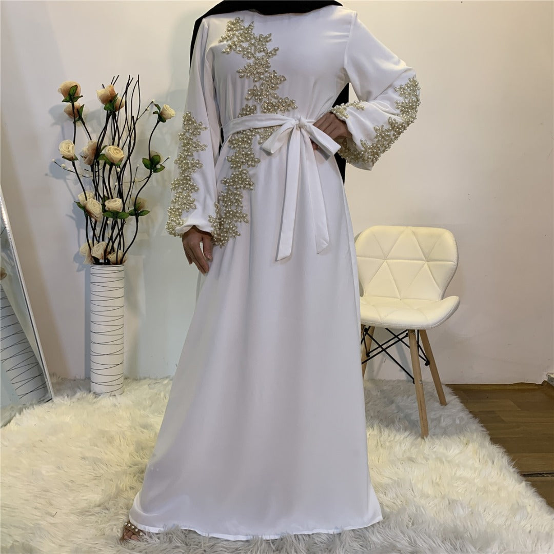 Zoya White Closed Abaya Dress