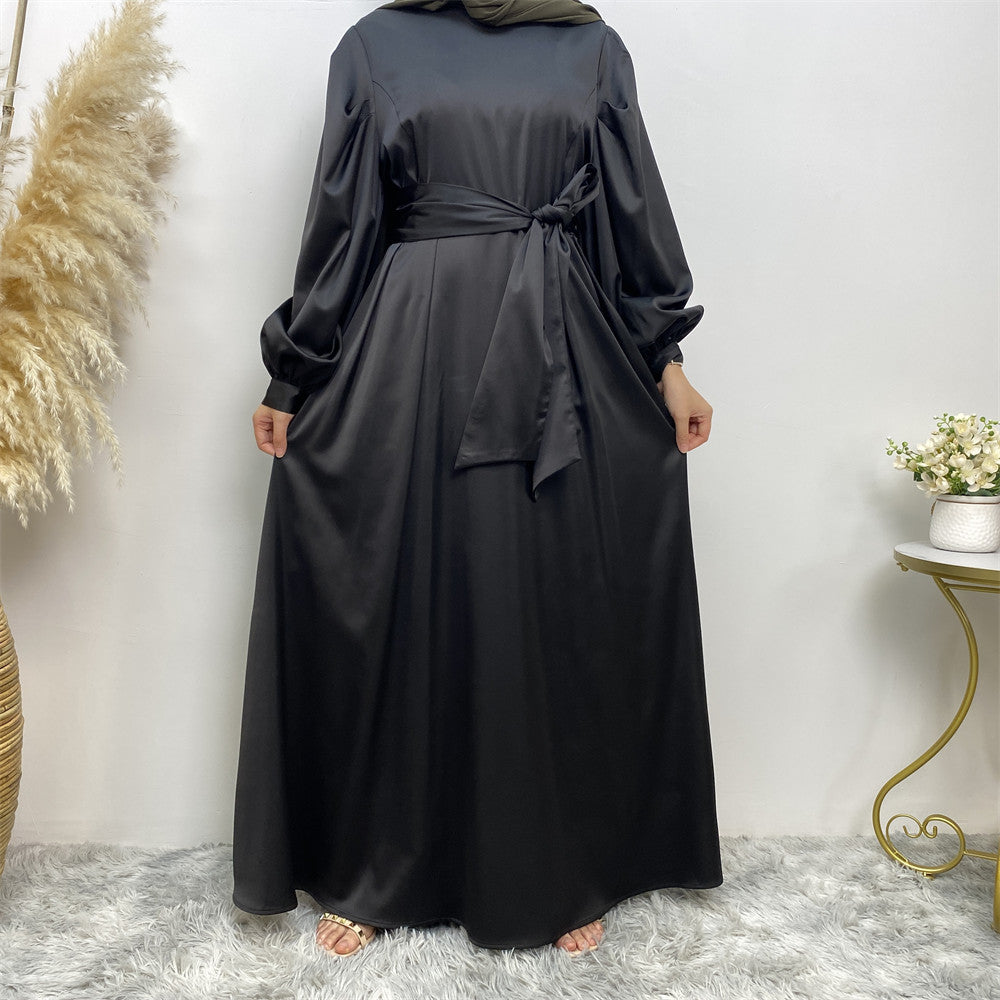 Hina Heavy Duchess Satin Black Closed Abaya